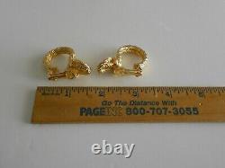 Vintage Christian Dior Knotted Hoop Clip Earrings Gold Tone