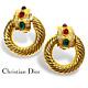 Vintage Christian Dior Moghul Jewels Gold Finish Door Knocker Clip Earrings