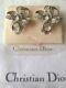 Vintage Christian Dior Rhodium Crystal Clip Earrings Brand New Never Worn