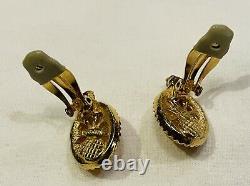 Vintage Ciner Pink Cabochon Clip-on Earrings IA