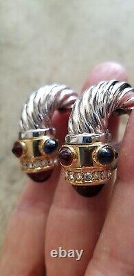 Vintage Ciner Two Tone Gripoix Glass Moghul Style Clip On Earrings 42.2 Grams