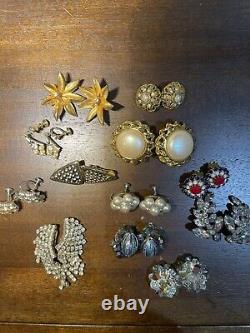 Vintage Clip Earrings Stunning Lot Of 12