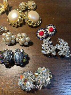 Vintage Clip Earrings Stunning Lot Of 12