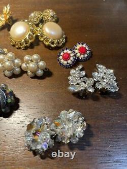 Vintage Clip Earrings Stunning Lot Of 12