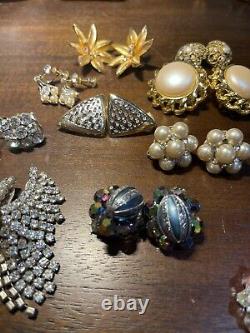 Vintage Clip Earrings Stunning Lot Of 12