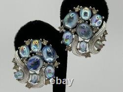 Vintage Crown Trifari Reflection Jewels of Fantasy Cabochon Clip On Earrings