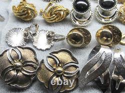 Vintage Designer All Signed Clip Back Earrings Lot 26 Pairs Monet, Sara C, Coro