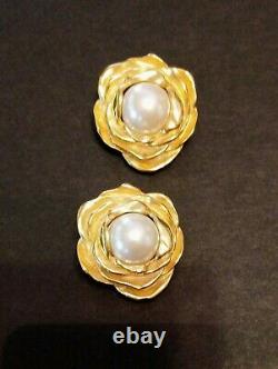 Vintage Designer GIVENCHY PARIS /NEW YORK Runway Signed Faux Pearl Earrings
