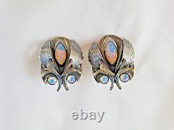 Vintage Ermani Bulatti Clip On Earrings Moonstone Butterfly Calla Lily