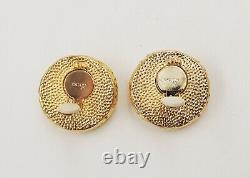 Vintage Escada Round Mint Cabochon Runway Statement Couture Clip Earrings