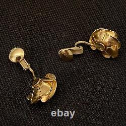 Vintage Estate 12k Yellow Gold Filled Pearl Flower Clip On Design Earrings 7/8