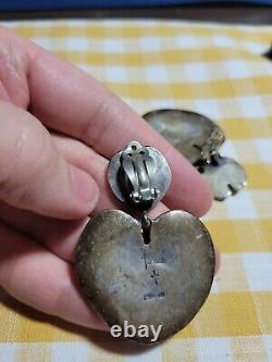 Vintage Foree Hunsicker Sterling Silver Lilly Pad Clip Earrings