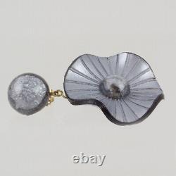 Vintage Francoise Montague clip Earrings Pearl Gray Resin Dangle Flower