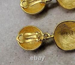 Vintage GIVENCHY Goldtone PARIS NEW YORK Dangle Clip EARRINGS