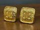 Vintage GIVENCHY Parfums Gold Tone Textured Nugget G Logo Clip Earrings