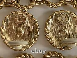 Vintage GIVENCHY Paris NY Logo Clip On Earrings Gold Tone Round Chain Trim