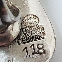 Vintage Georg Jensen Denmark Sterling Silver 118 Splash Clip On Earrings