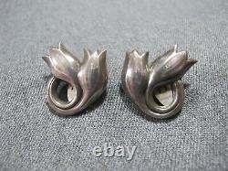 Vintage Georg Jensen Sterling Denmark 100 B tulip clip earrings