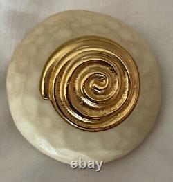 Vintage Givenchy Clip Earrings Paris New York White Hold Tone Swirl Circle