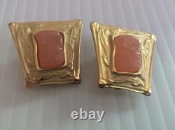 Vintage Givenchy Clip On Earrings Gold Plated 1980s