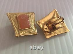 Vintage Givenchy Clip On Earrings Gold Plated 1980s