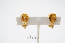 Vintage Givenchy Clip On Earrings Gold Tone Faux Pearl Rhinestone
