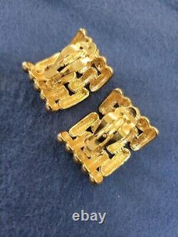 Vintage Givenchy Earrings Clip on Goldtone Designer Couture 80s