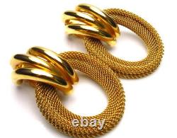 Vintage Givenchy Gold Tone Clip Earrings Knockers Bold 80's