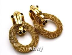 Vintage Givenchy Gold Tone Clip Earrings Knockers Bold 80's