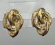 Vintage Givenchy Large Gold Knot Bark Texture Clip On Earrings Runway