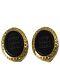 Vintage Givenchy Logo Clip On Earrings Black Glass Intaglio Carved