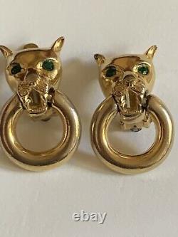 Vintage Givenchy Rare Door Knocker Panther Clip On Earrings 1970s
