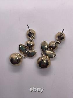 Vintage Givenchy Signed Large Dangling Diamonds Clip Earrings 10 KT Gold