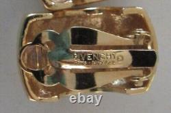 Vintage Givenchy White Rhinestone Gold-plated Clip Earrings