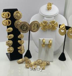 Vintage Gold Tone Huge gold tone coin earrings and lot Kirks Folly, KJL