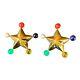 Vintage Goldtone Star Givenchy Paris New York Clip-on Earrings 2 Colorful