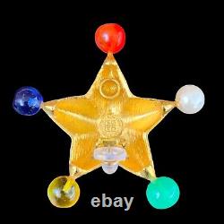 Vintage Goldtone Star Givenchy Paris New York Clip-on Earrings 2 Colorful