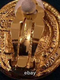 Vintage Gorgeous Gold Tone Yves Saint Laurent Clip On Earrings