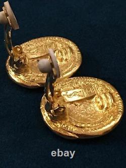 Vintage Gorgeous Gold Tone Yves Saint Laurent Clip On Earrings
