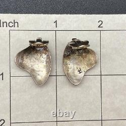 Vintage Hopi Native Sterling Silver Clip On Earrings