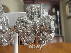 Vintage JARIN Sparkling Swarovski Crystal Clip Couture Earrings GORGEOUS MINT