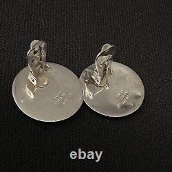 Vintage Japanese Estate Sterling Silver Hand Carved Dome Clip On Earrings 1