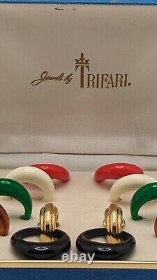 Vintage Jewels By TRIFARI Interchangeable Clip On Earrings Original Box