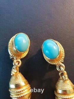 Vintage Judith Leiber Goldtone Egyptian Style Clip On Earrings