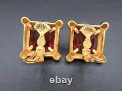 Vintage Karl Lagerfeld Gripoix Amber Poured Glass Gold Plate Clip Earrings