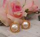 Vintage Karl Lagerfeld Paris Floral Gold Plated & Baroque Pearl Clip on Earrings