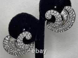 Vintage Knoll & Pregizer West Germany Sterling Silver Clear Paste Earrings