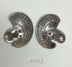 Vintage Knoll & Pregizer West Germany Sterling Silver Clear Paste Earrings