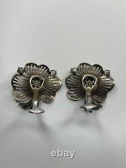 Vintage Knoll & Pregizer West Germany Sterling Silver Gilt Paste Earrings