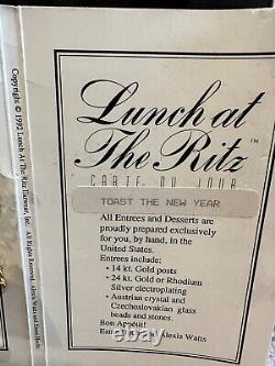 Vintage LUNCH AT THE RITZ Toast the New Year Clip-On Earrings New on Menu Card